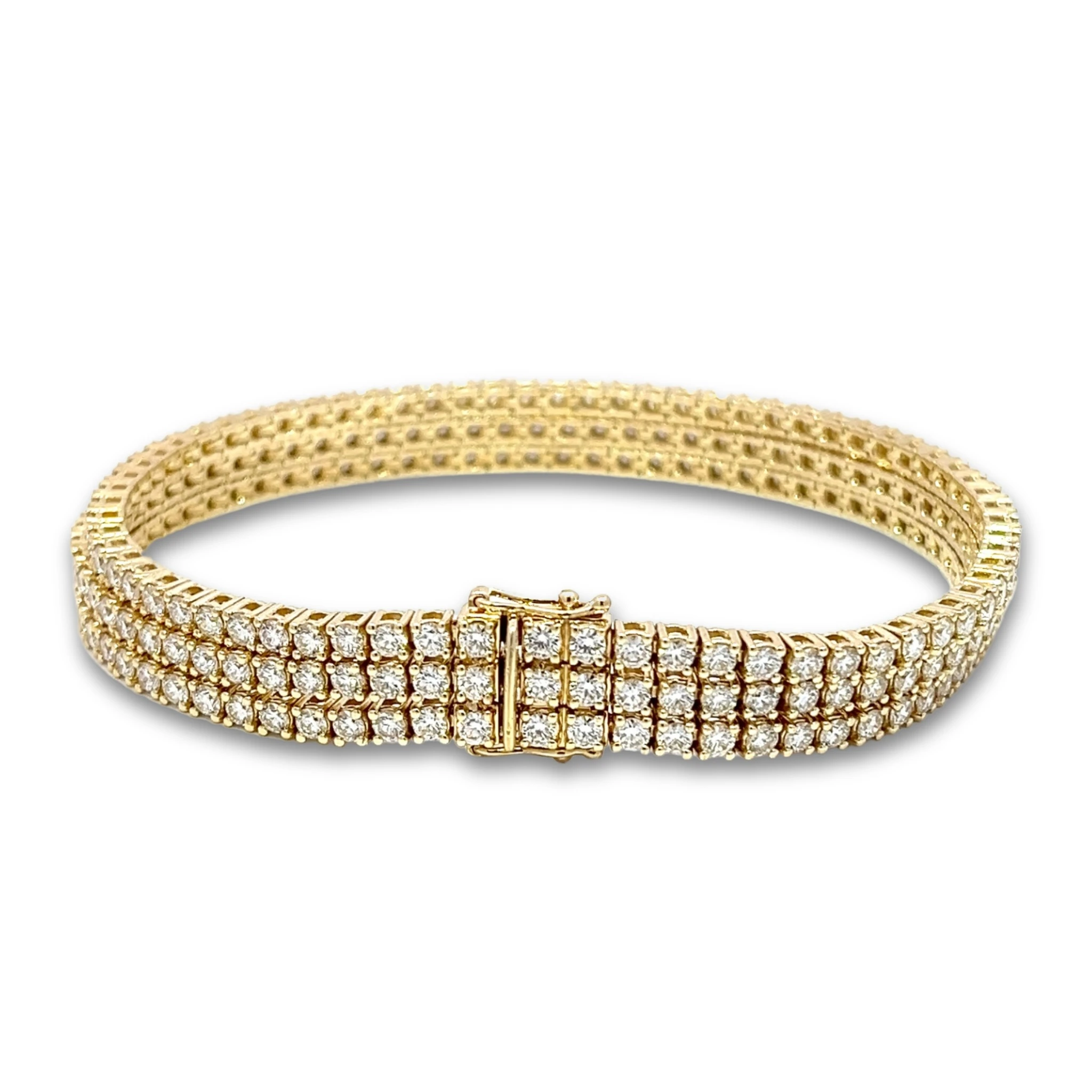 Tenisový náramek s diamanty D-E VS, 14kt žluté zlato, 8,10 ct