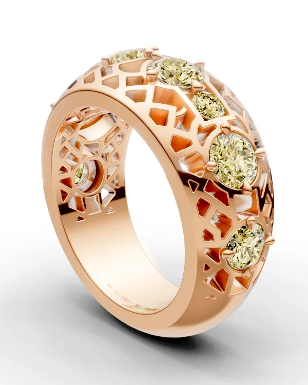 Ornamentální half eternity prsten