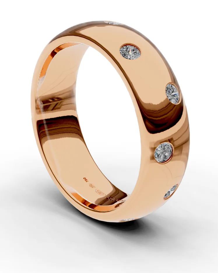 Široký prsten se zapuštěnými diamanty