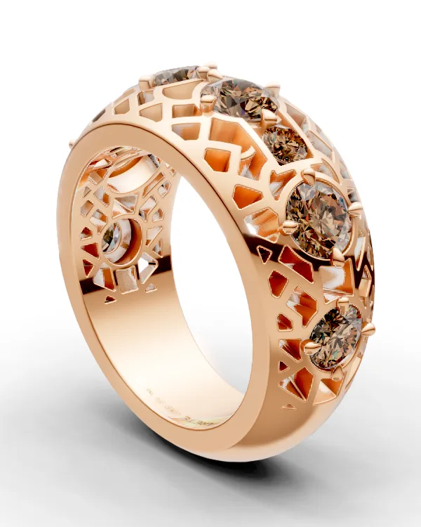 Ornamentální half eternity prsten