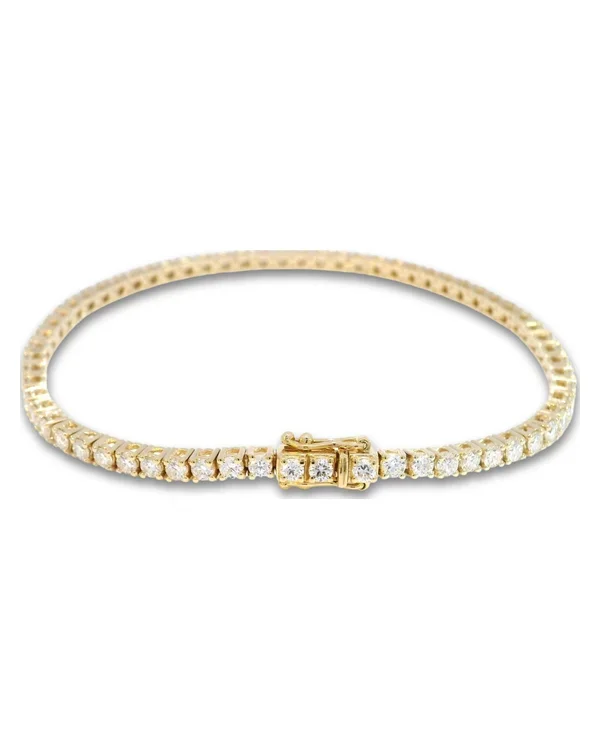 Tenisový náramek s diamanty D-E VS, 14kt žluté zlato, 2,76 ct