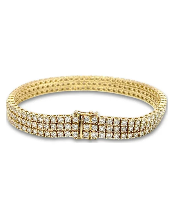 Tenisový náramek s diamanty D-E VS, 14kt žluté zlato, 8,03 ct