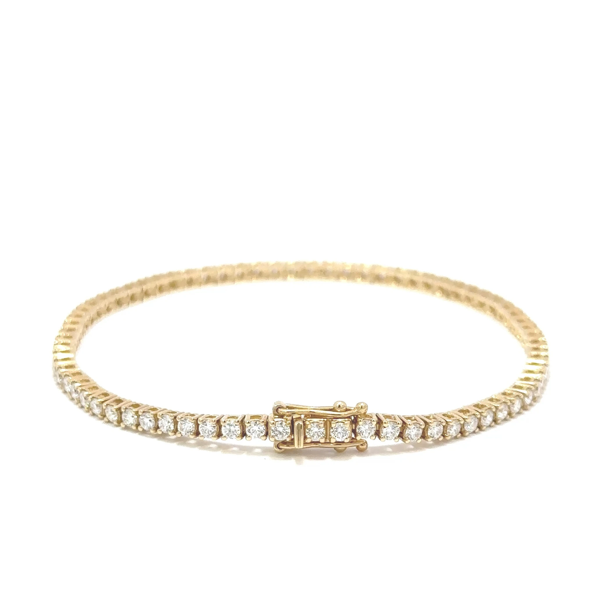 Tenisový náramek s diamanty D-E VS, 14kt žluté zlato, 2,01 ct