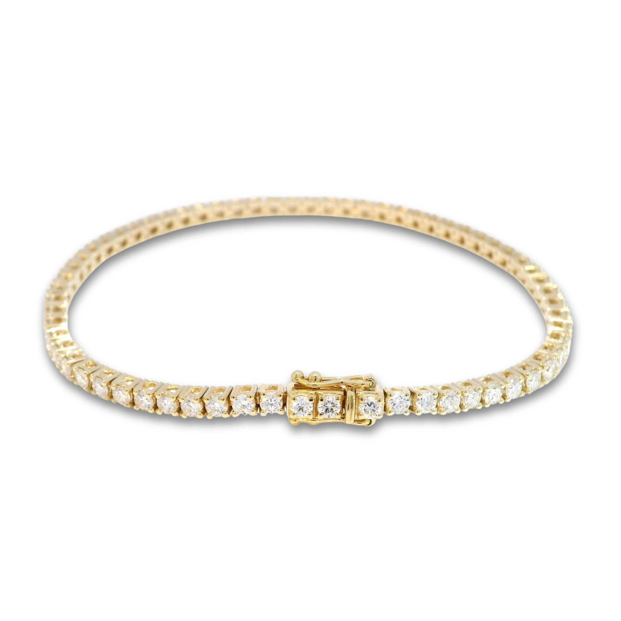 Tenisový náramek s diamanty D-E VS, 14kt žluté zlato, 2,76 ct