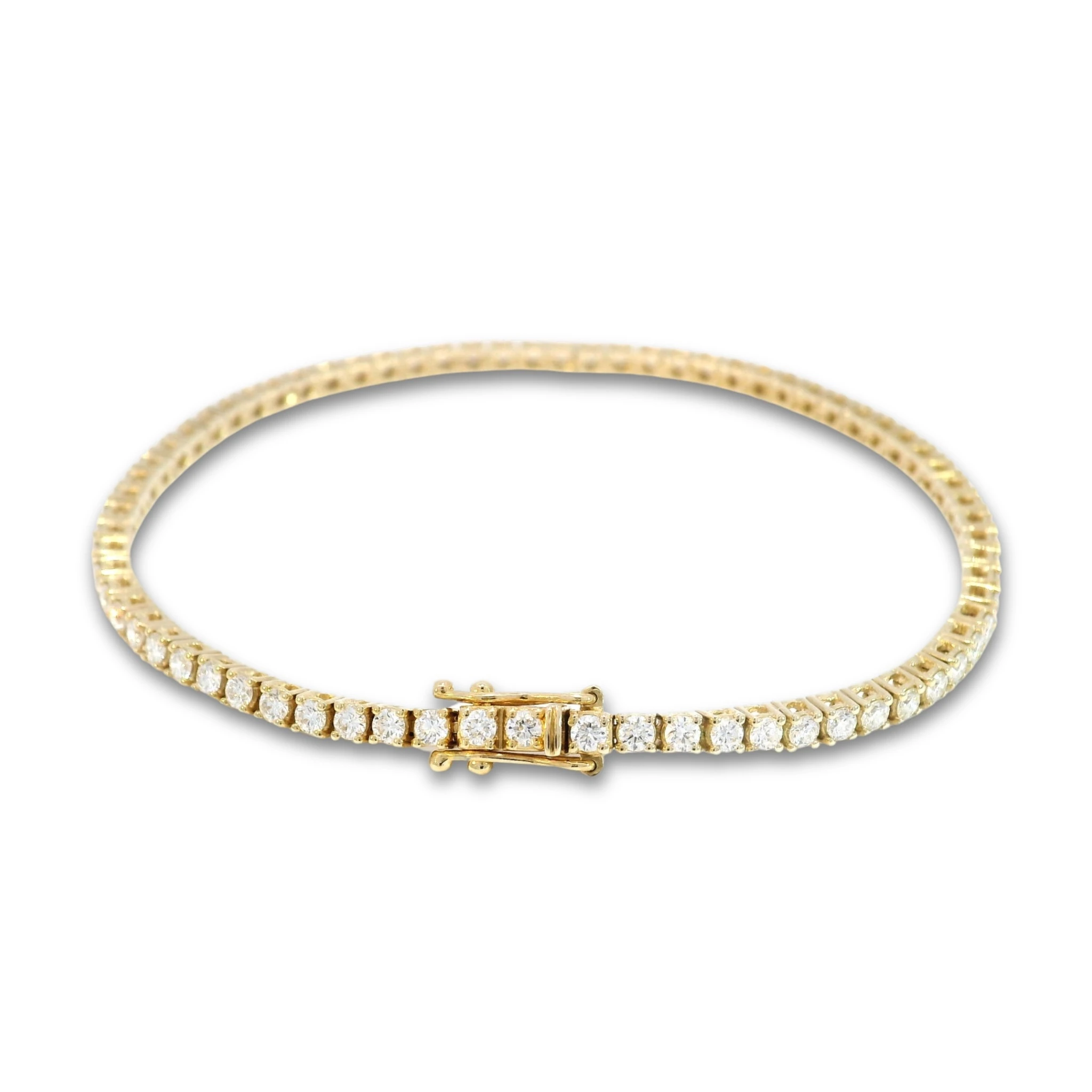Tenisový náramek s diamanty D-E VS, 14kt žluté zlato, 2,02 ct