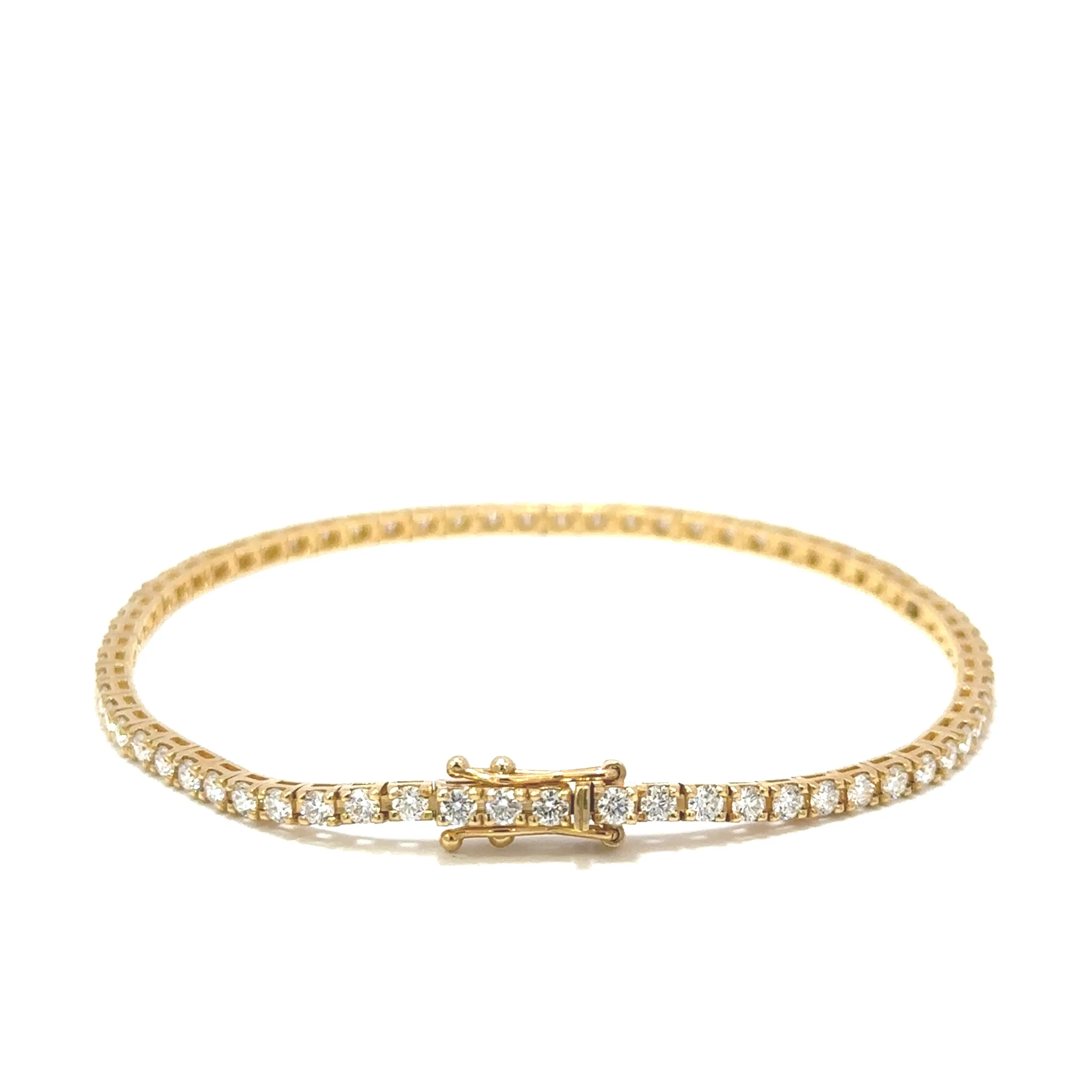 Tenisový náramek s diamanty D-E VS-SI, 18kt žluté zlato, 2,30 ct