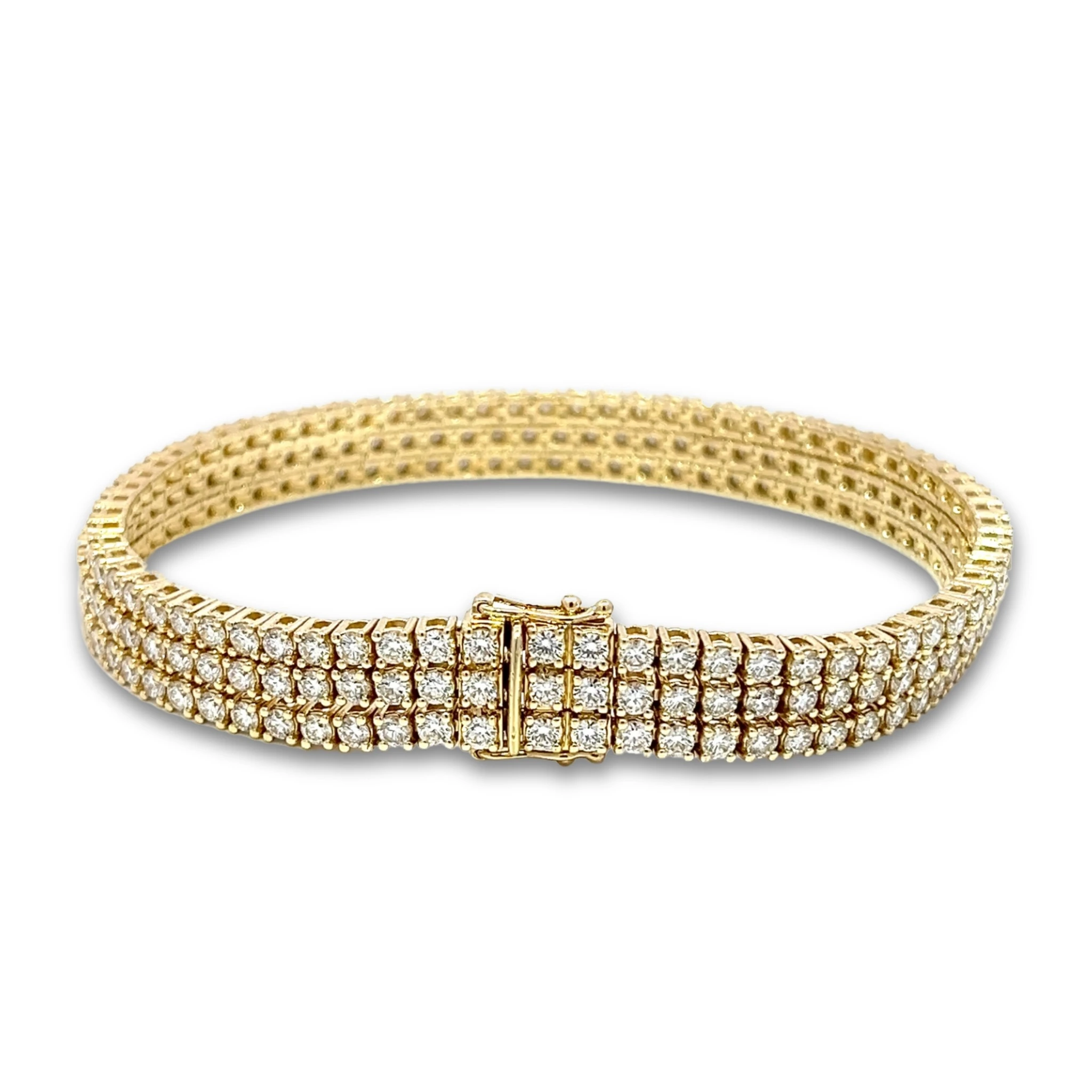 Tenisový náramek s diamanty D-E VS, 14kt žluté zlato, 8,03 ct