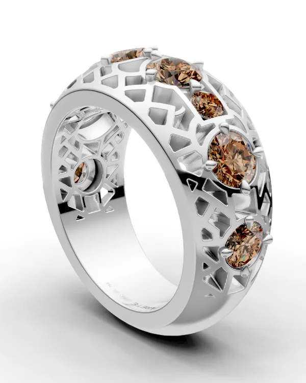 Ornamentální half eternity prsten