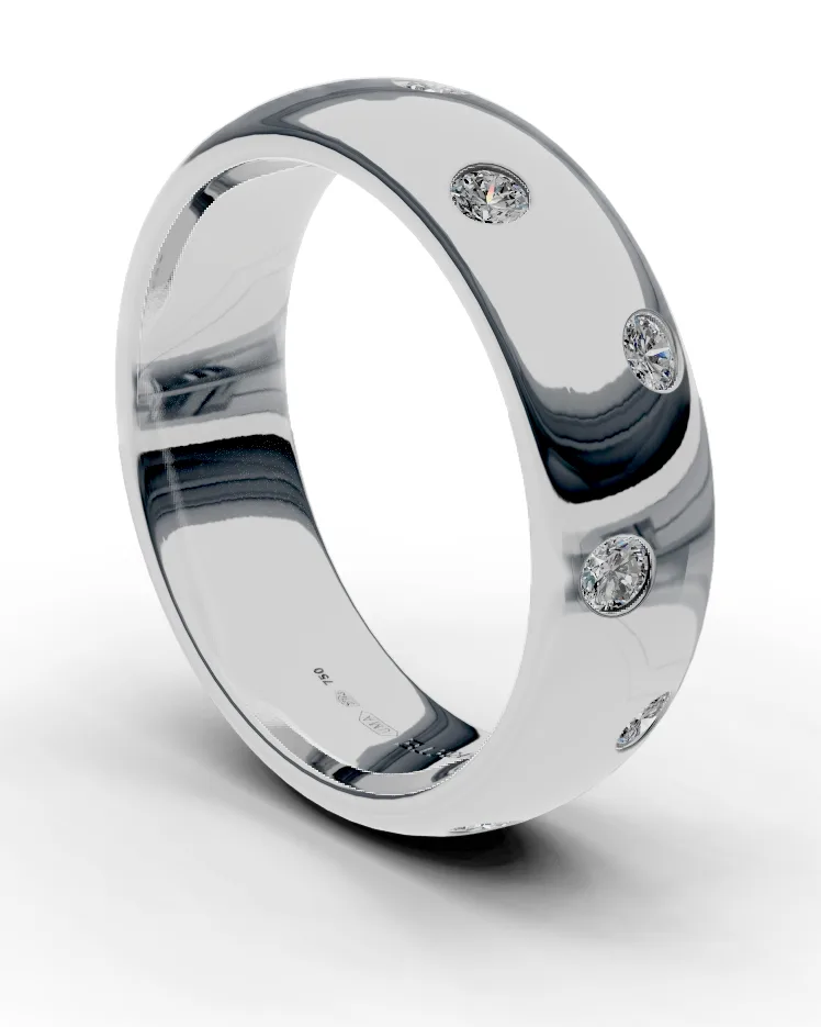 Široký prsten se zapuštěnými diamanty