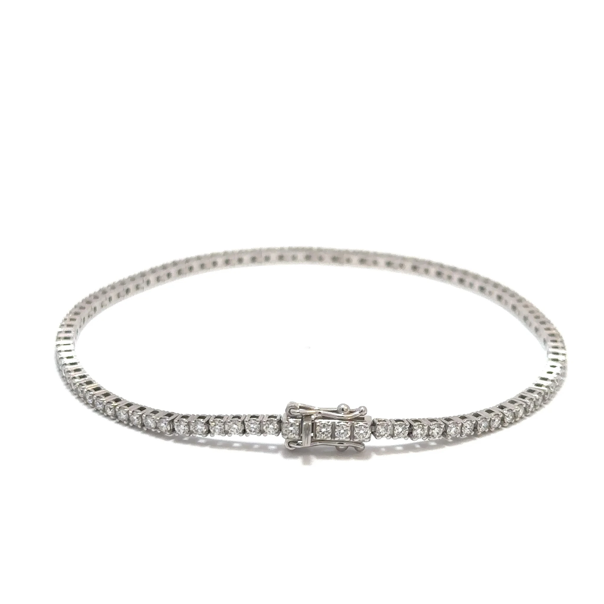 Tenisový náramek s diamanty E-F VVS-VS, 14kt bílé zlato, 1,41 ct