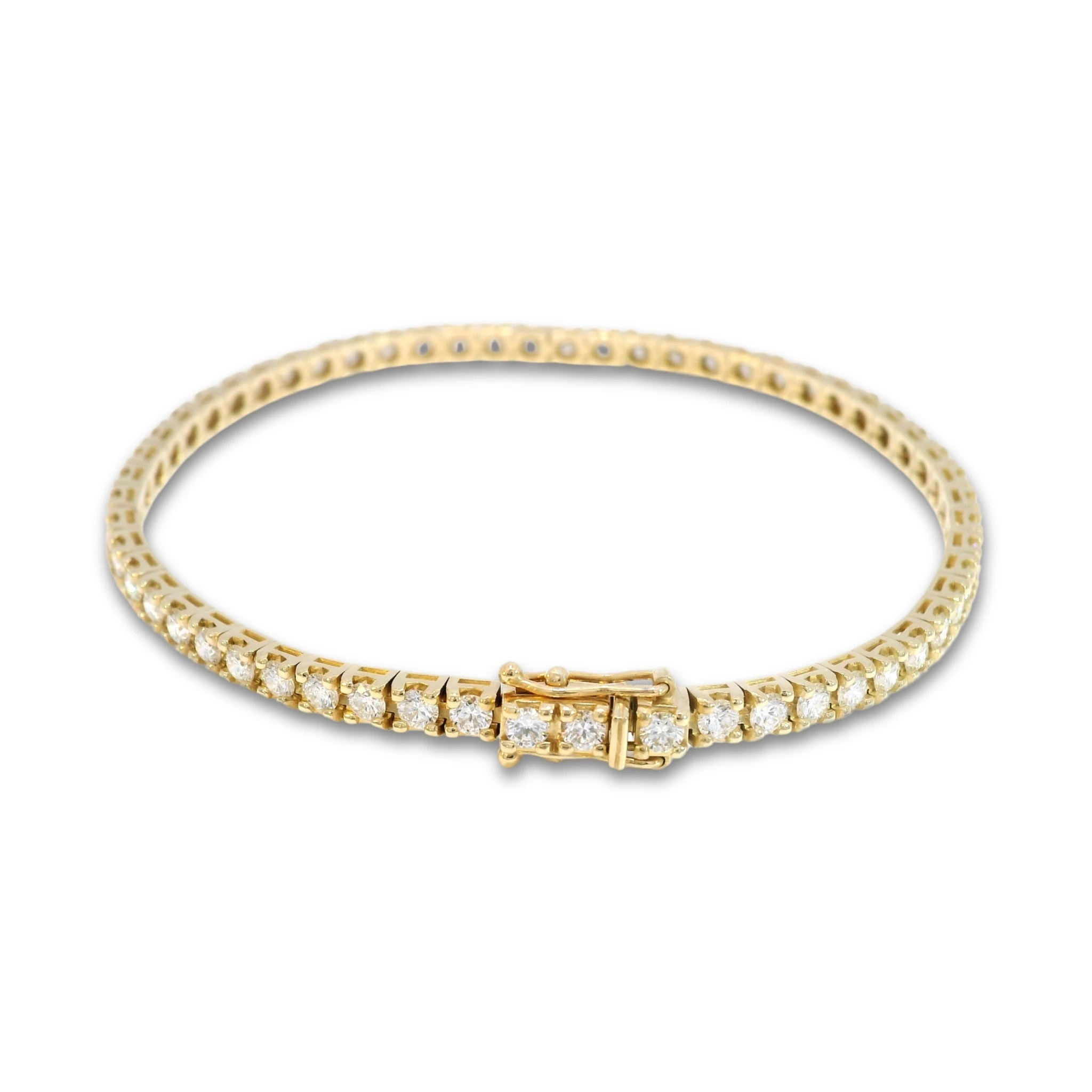 Tenisový náramek s diamanty D-E VVS, 18kt žluté zlato, 3,49 ct