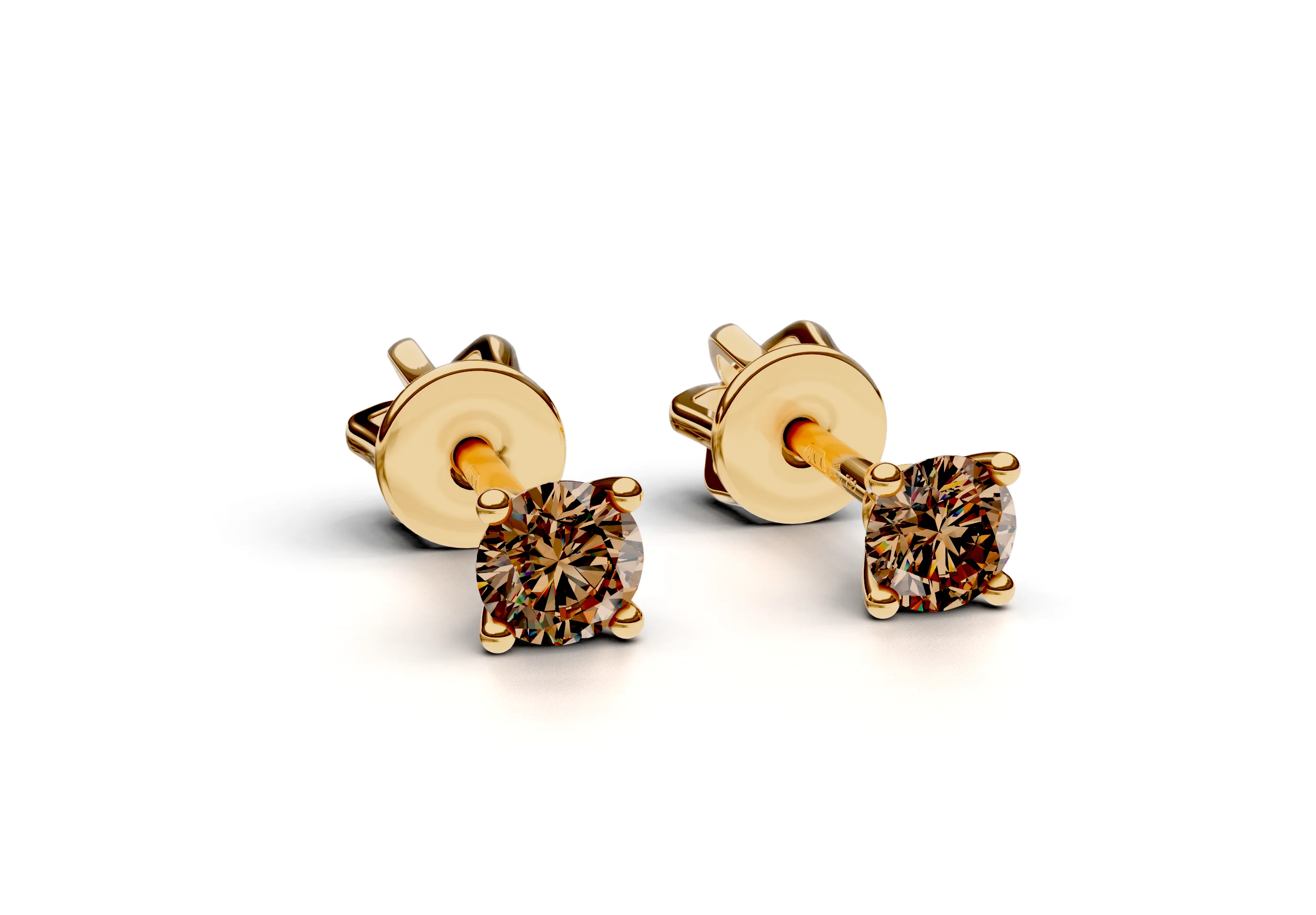 Náušnice se šampaňskými diamanty, 14kt žluté zlato, 0,30 ct VS