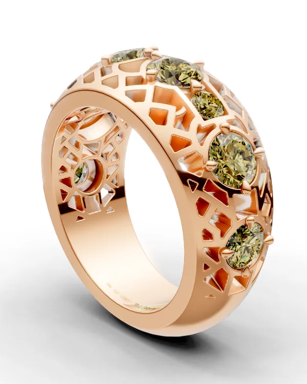 Ornamentální half eternity prsten