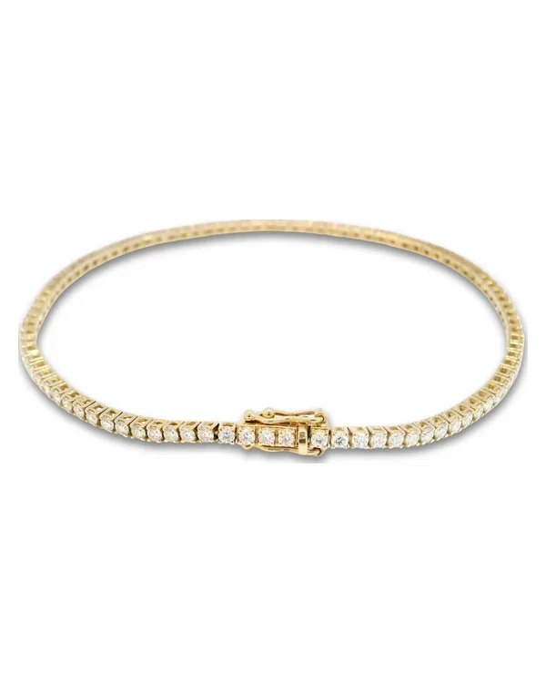 Tenisový náramek s diamanty D-F VVS, 14kt žluté zlato, 1,80 ct
