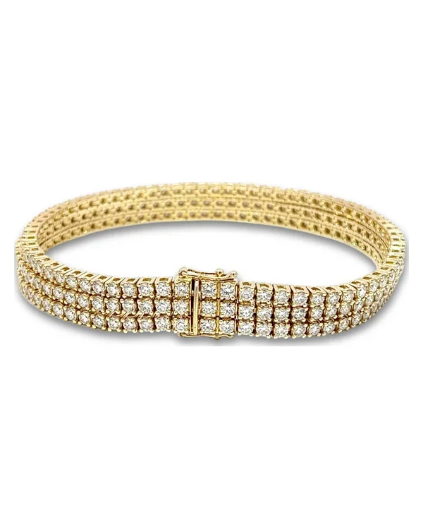 Tenisový náramek s diamanty D-E VS, 14kt žluté zlato, 8,10 ct