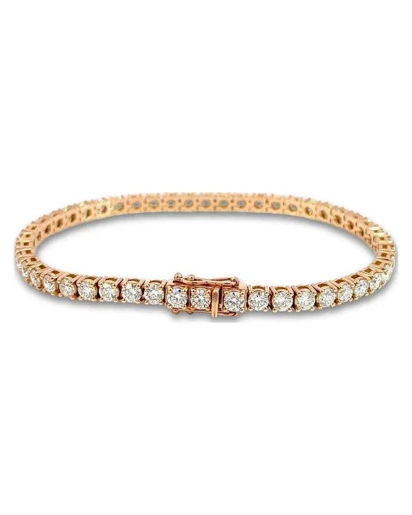 Tenisový náramek s diamanty D-E VS, 14kt růžové zlato, 7,65 ct