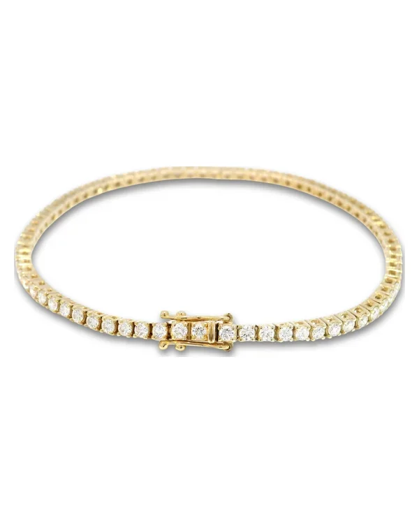 Tenisový náramek s diamanty D-E VS, 14kt žluté zlato, 2,02 ct