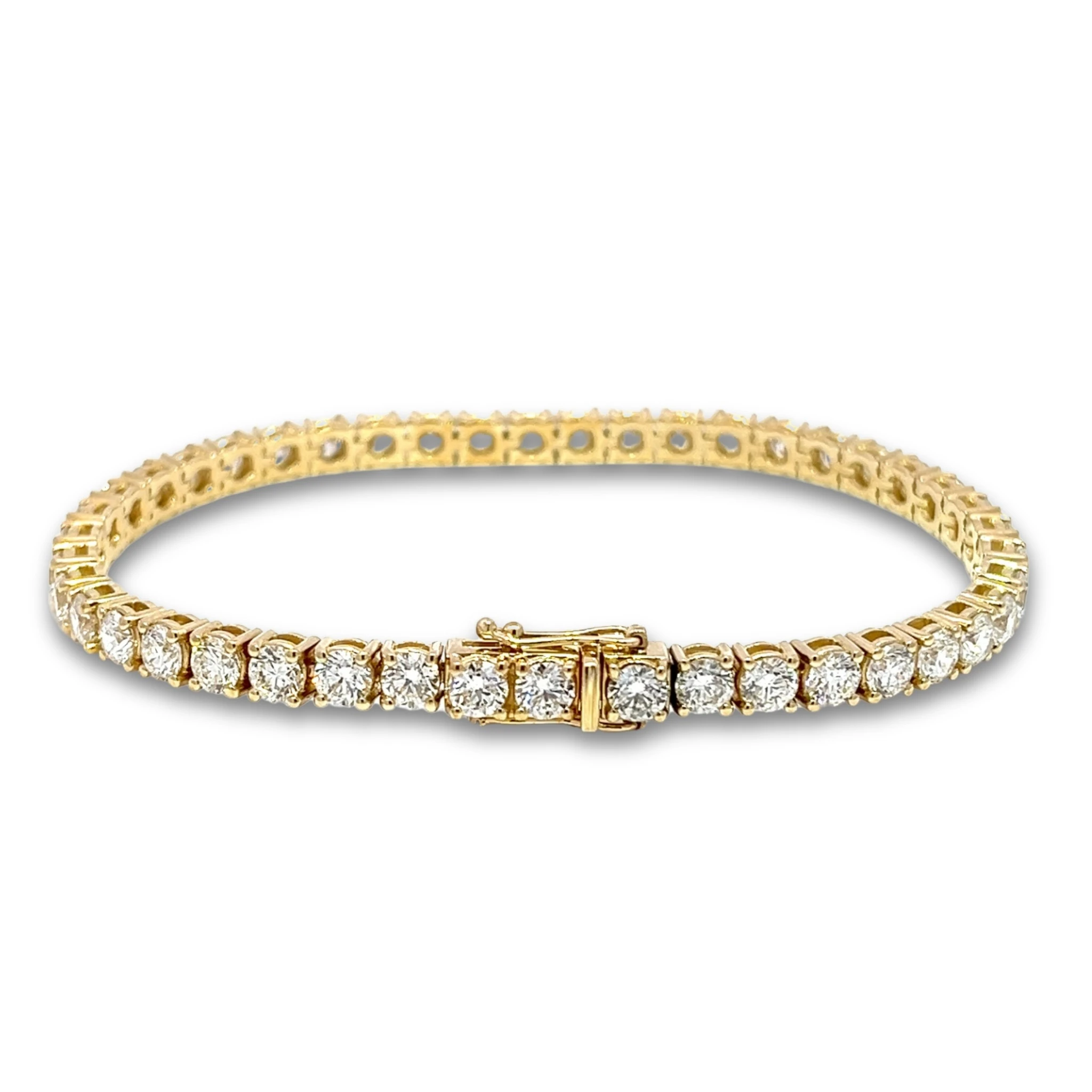 Tenisový náramek s diamanty D-F VS, 14kt žluté zlato, 9,51 ct