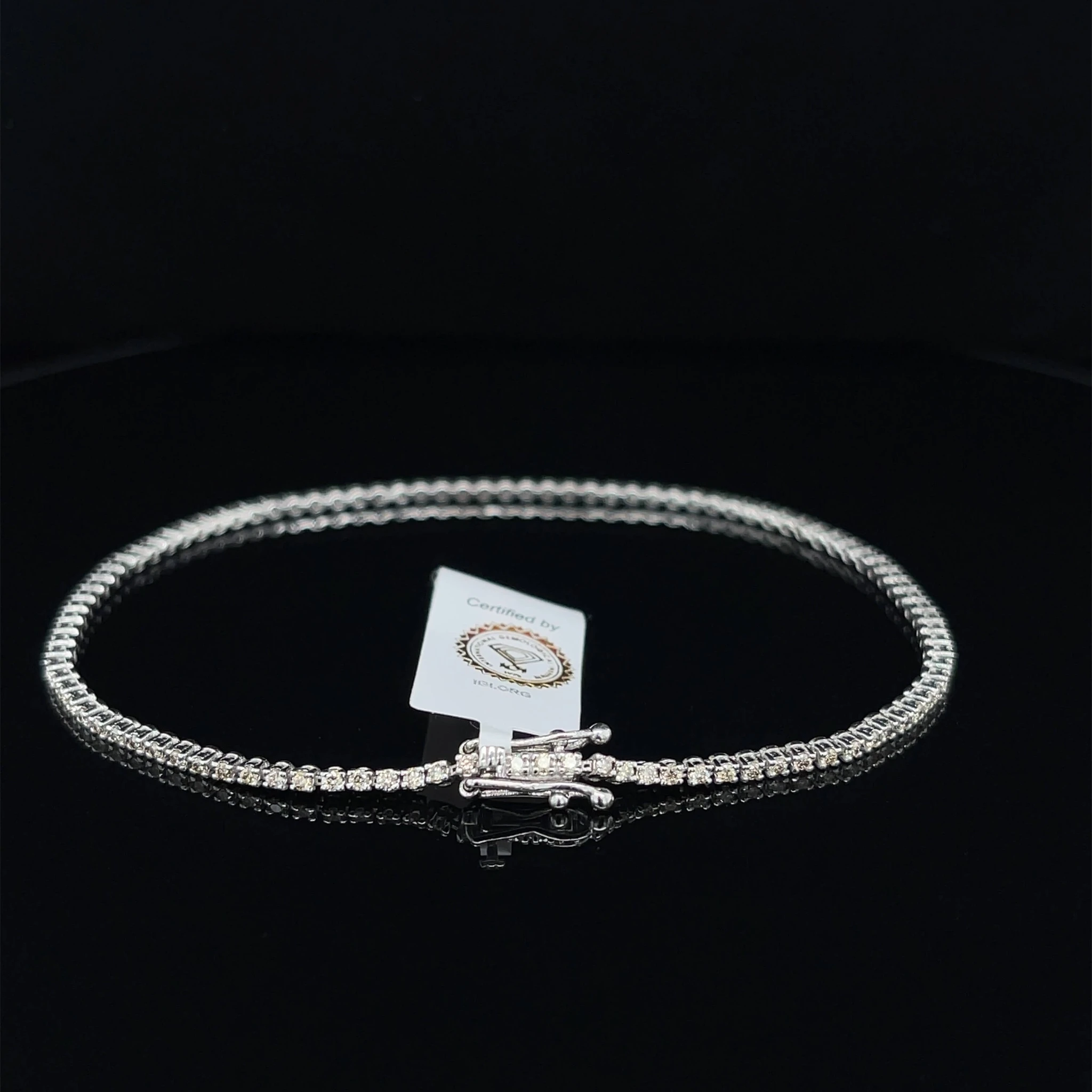 Tenisový náramek s hnědými diamanty, 14kt bílé zlato, 0,75 ct