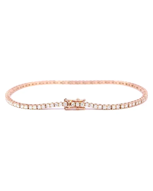 Tenisový náramek s diamanty E-F VVS-VS, 14kt růžové zlato, 1,86 ct