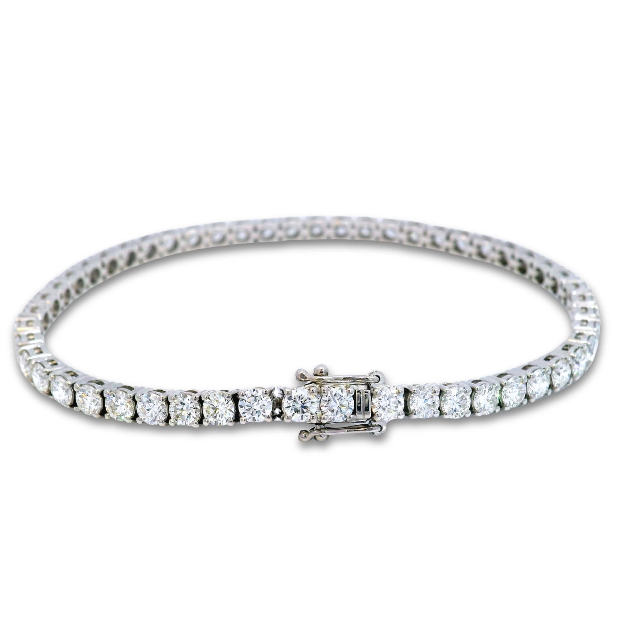 Tenisový náramek s diamanty E-F VS, platina 950, 6,76 ct