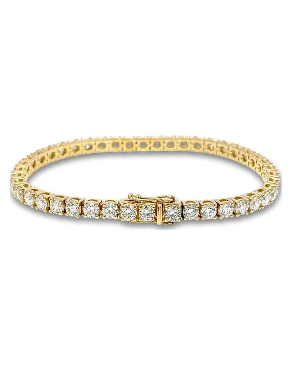 Tenisový náramek s diamanty D-F VS, 14kt žluté zlato, 8,08 ct
