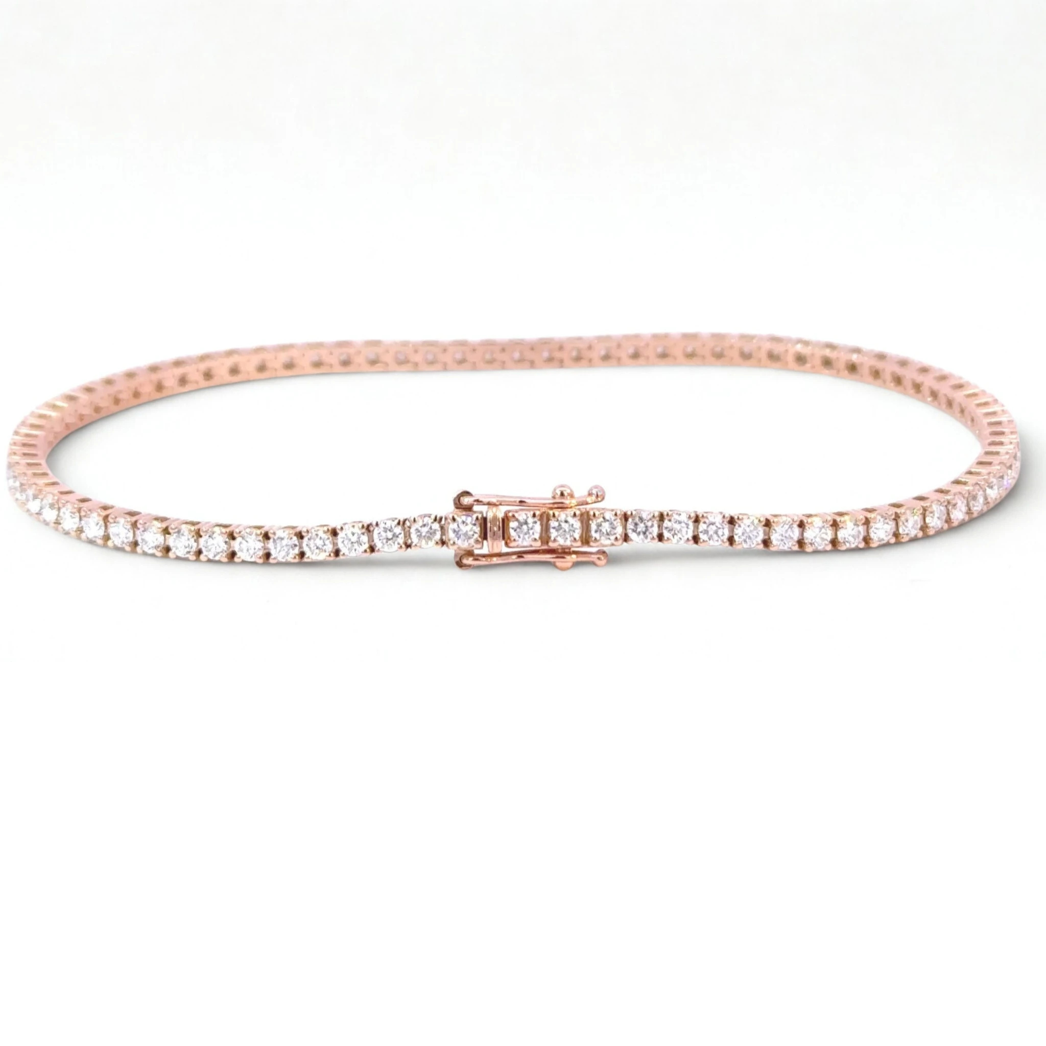 Tenisový náramek s diamanty E-F VS-SI, 14kt růžové zlato, 2,12 ct