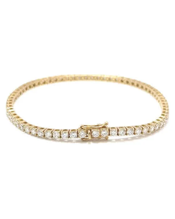 Tenisový náramek s diamanty D-F VVS, 14kt žluté zlato, 4,67 ct
