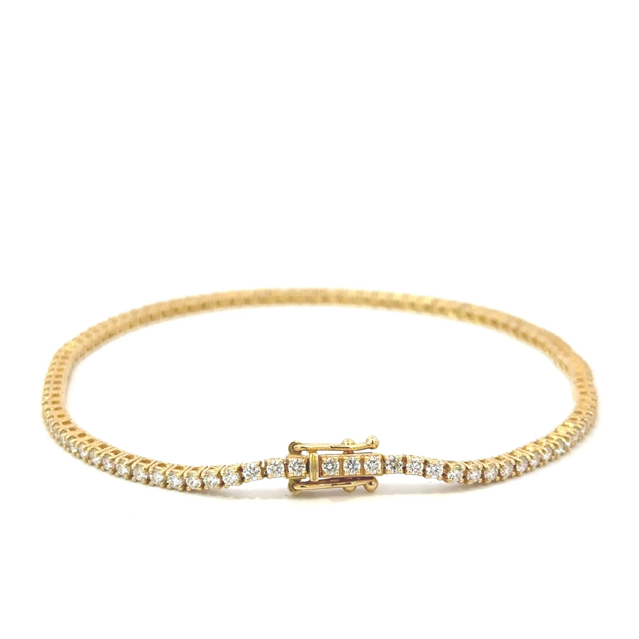 Tenisový náramek s diamanty D-E SI-VS, 18kt žluté zlato, 1,76 ct