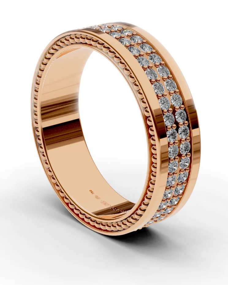 Třířadý drážkový prsten