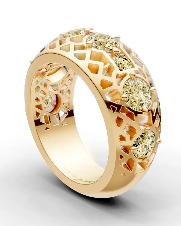 Ornamentální half eternity prsten