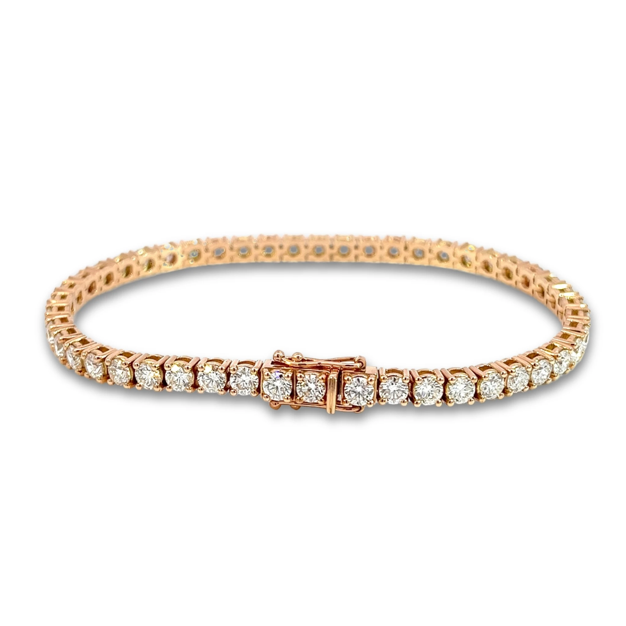 Tenisový náramek s diamanty D-E VS, 14kt růžové zlato, 7,65 ct