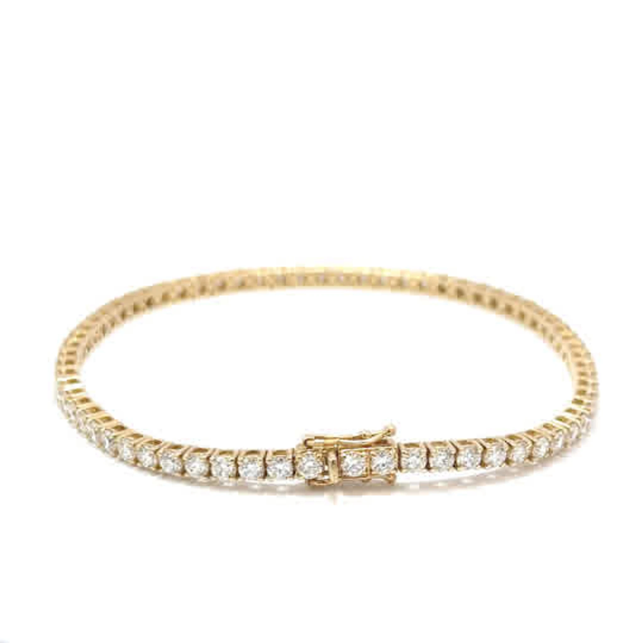 Tenisový náramek s diamanty D-F VVS, 14kt žluté zlato, 4,67 ct