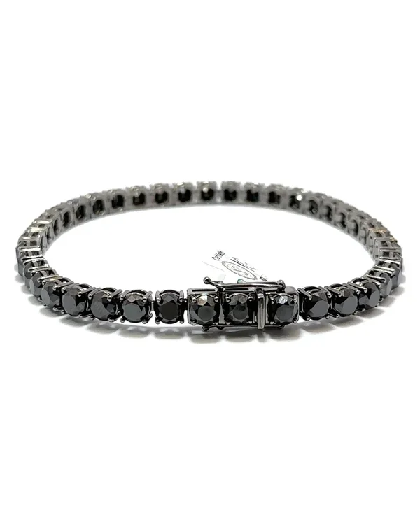 Tenisový náramek s černými diamanty, 14kt žluté zlato, 28,25 ct