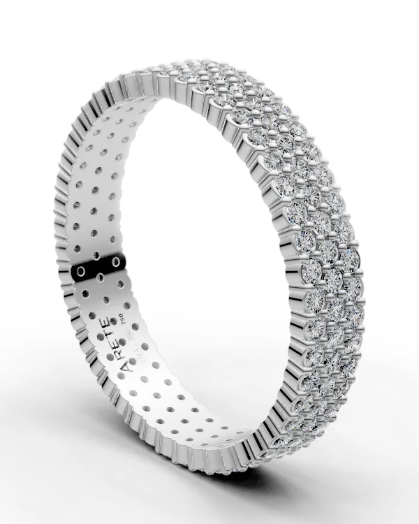 Třířadé mikro pavé eternity s půlkulatou šínou