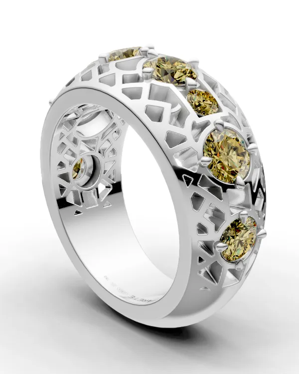 Ornamentální half eternity prsten