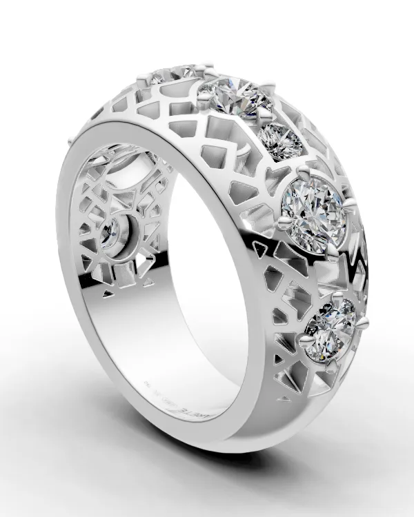Ornamentální half eternity prsten