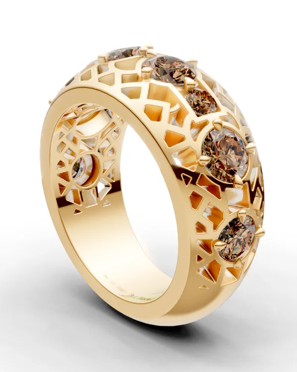 Ornamentální half eternity prsten
