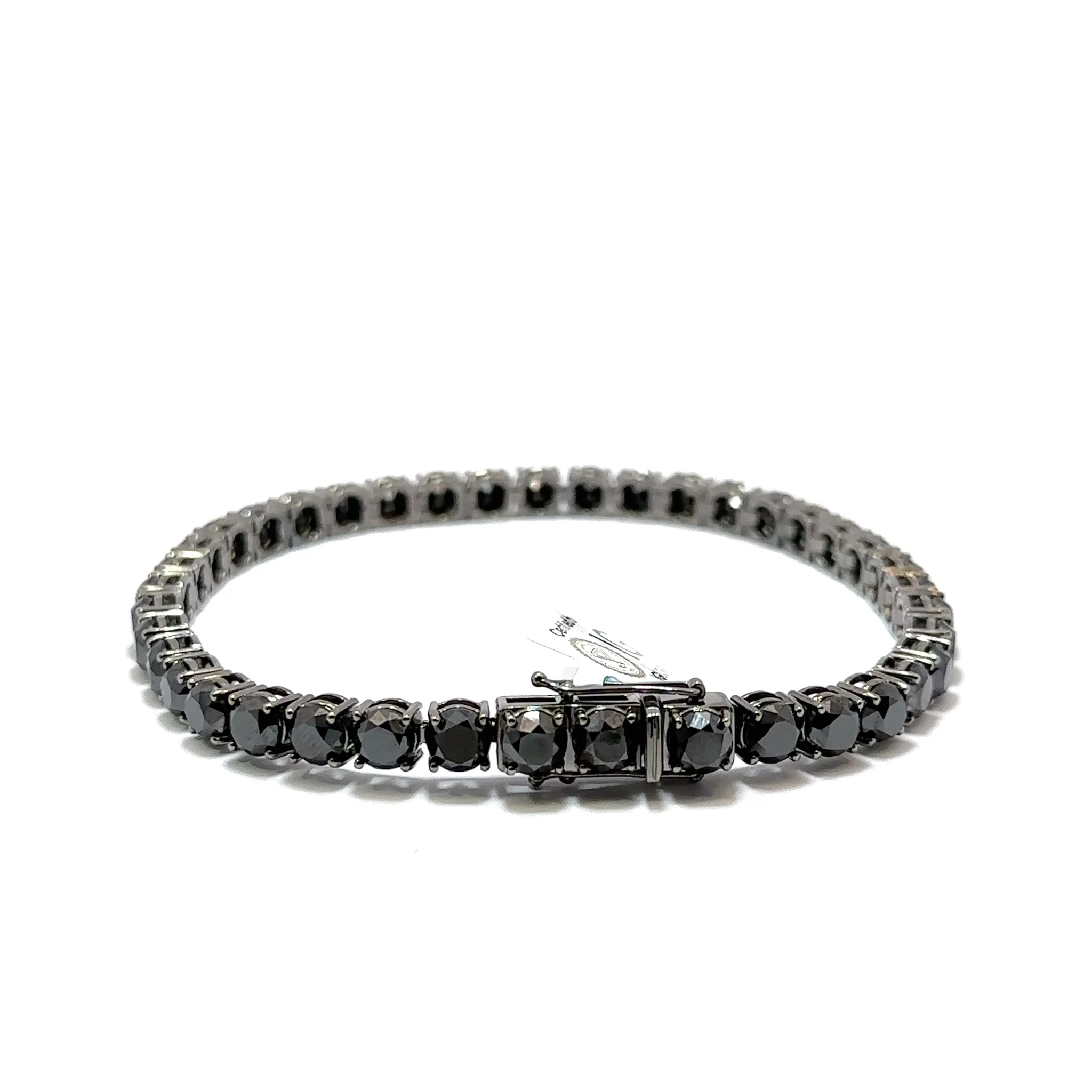 Tenisový náramek s černými diamanty, 14kt žluté zlato, 28,25 ct