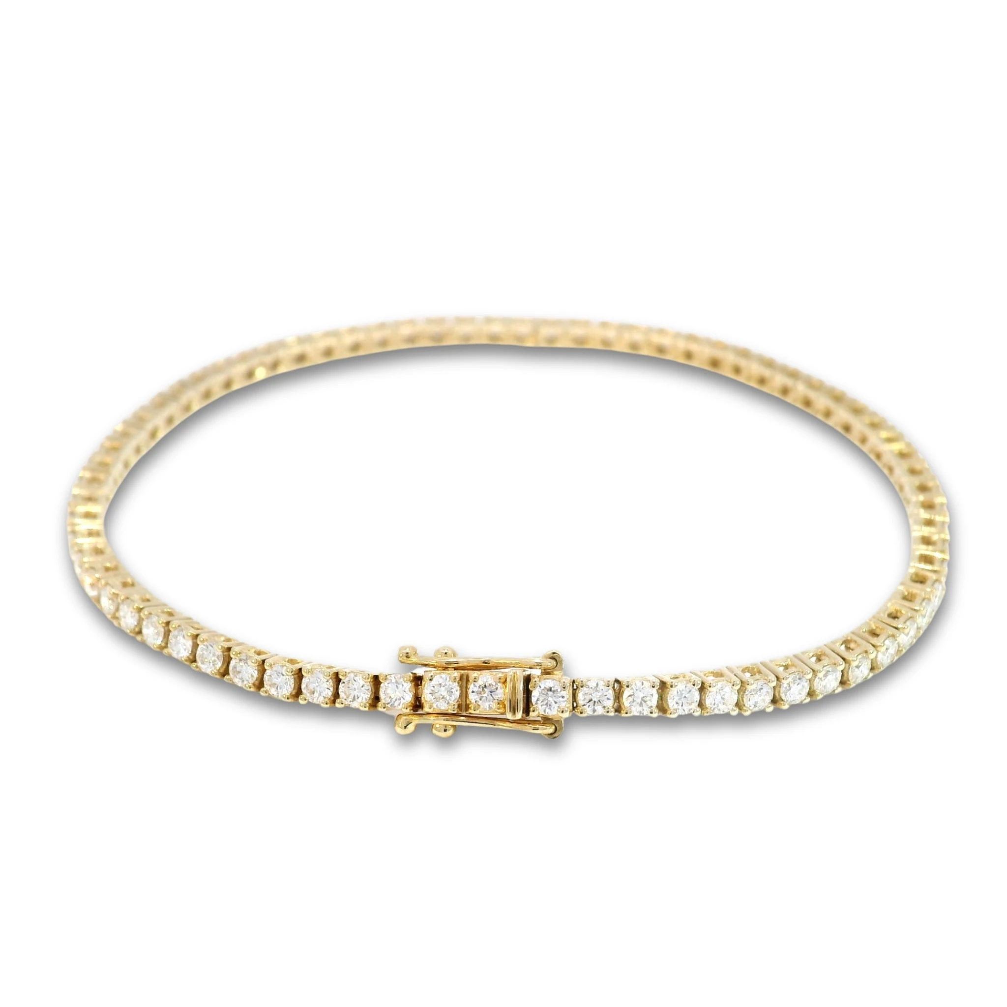 Tenisový náramek s diamanty D-E VS, 14kt žluté zlato, 1,99 ct