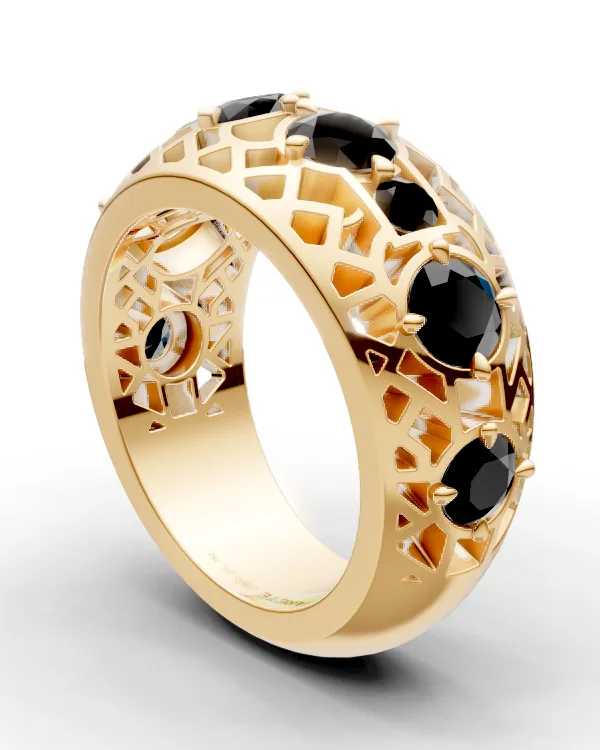 Ornamentální half eternity prsten