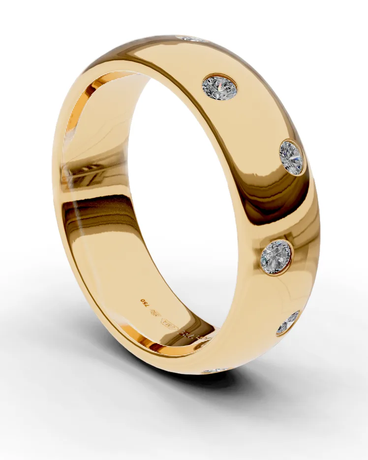 Široký prsten se zapuštěnými diamanty