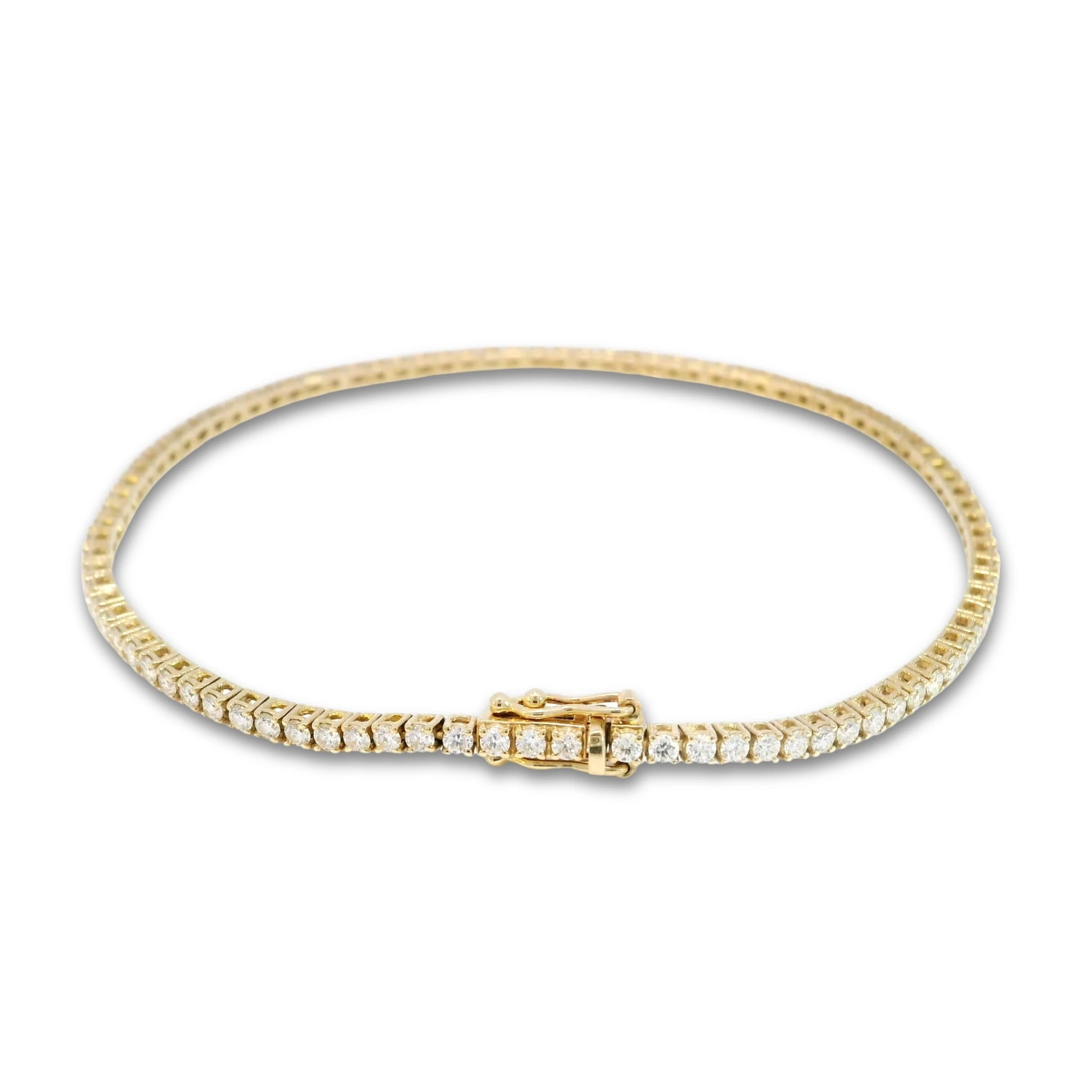 Tenisový náramek s diamanty D-F VVS, 14kt žluté zlato, 1,80 ct